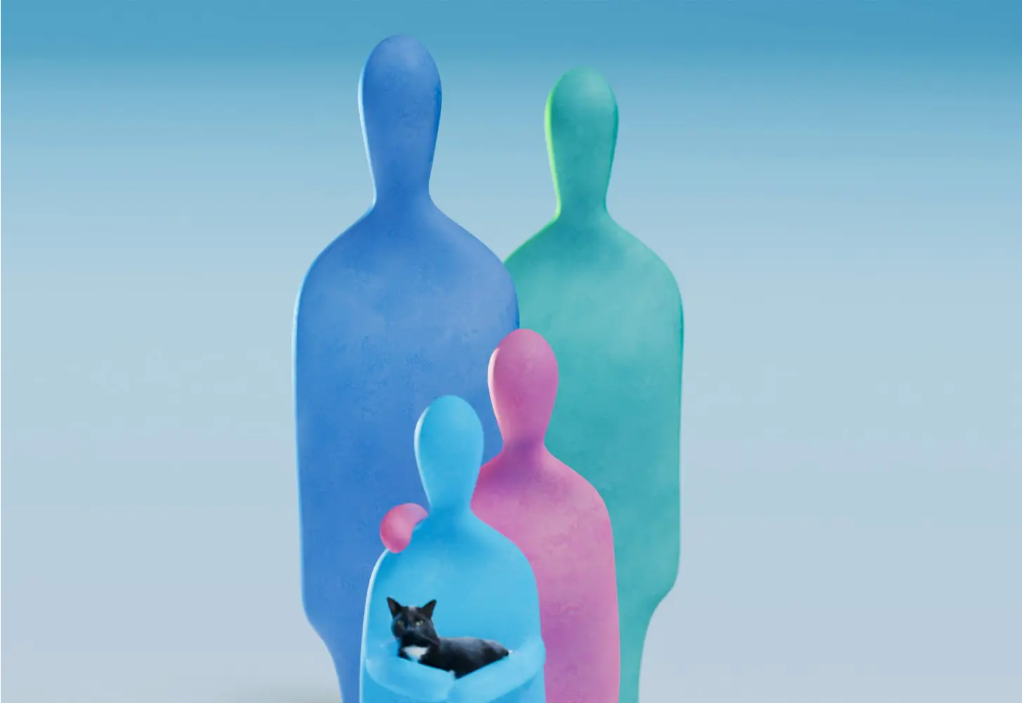 Šeimyna spalvingų žmogiškų formų